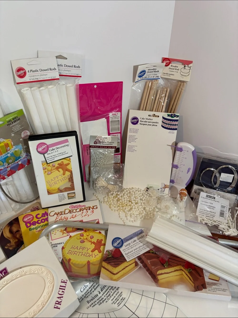 Wilton White & Gold Cake Toppers and Decorating Kit
